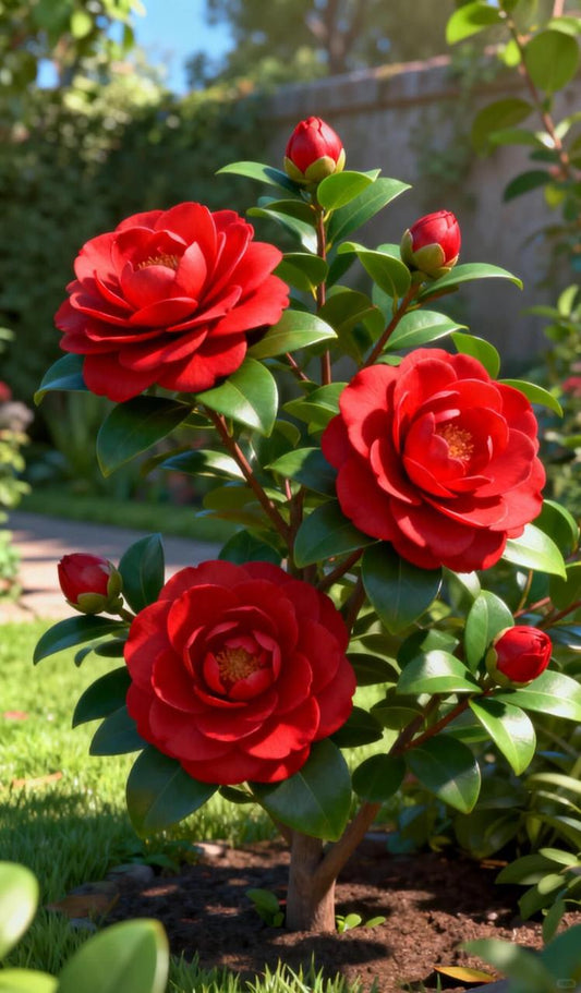 Hybrid Red Camellia Flower Plant (Pack Of-1)